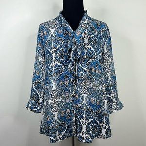 NY COLLECTION Print Blouse Petite PM